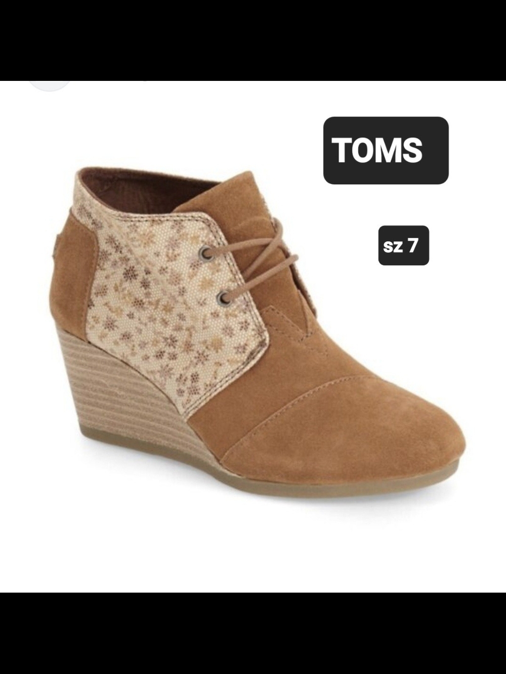TOMS Women's Tan Suede Wedge Ankle Boot